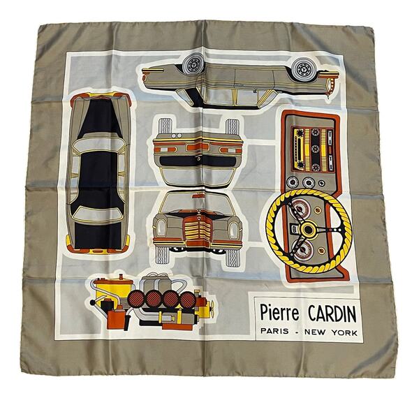 VTG Pierre Cardin 100% Silk Scarf Y2K Luxury Accessories Mercedes Benz Car Rare